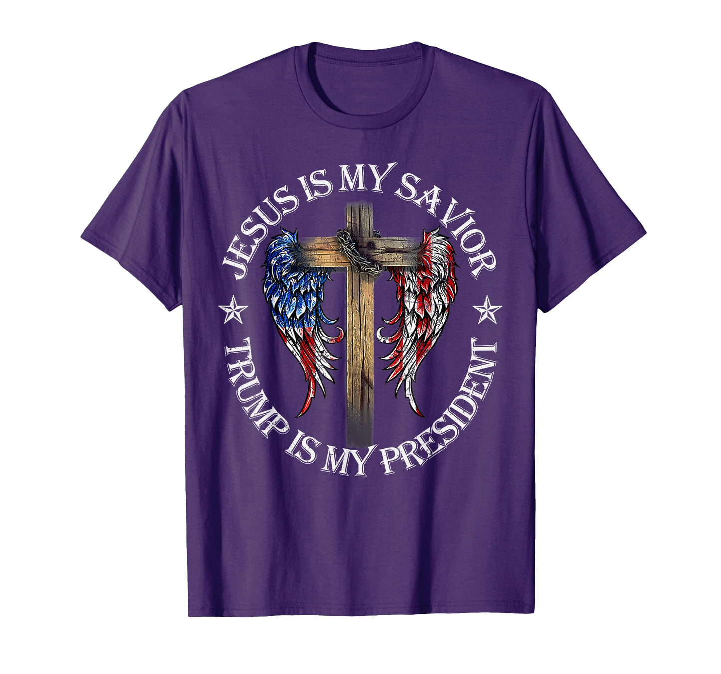 Jesus Is My Savior Trump Is My President 2024 USA Flag Cross T-Shirt