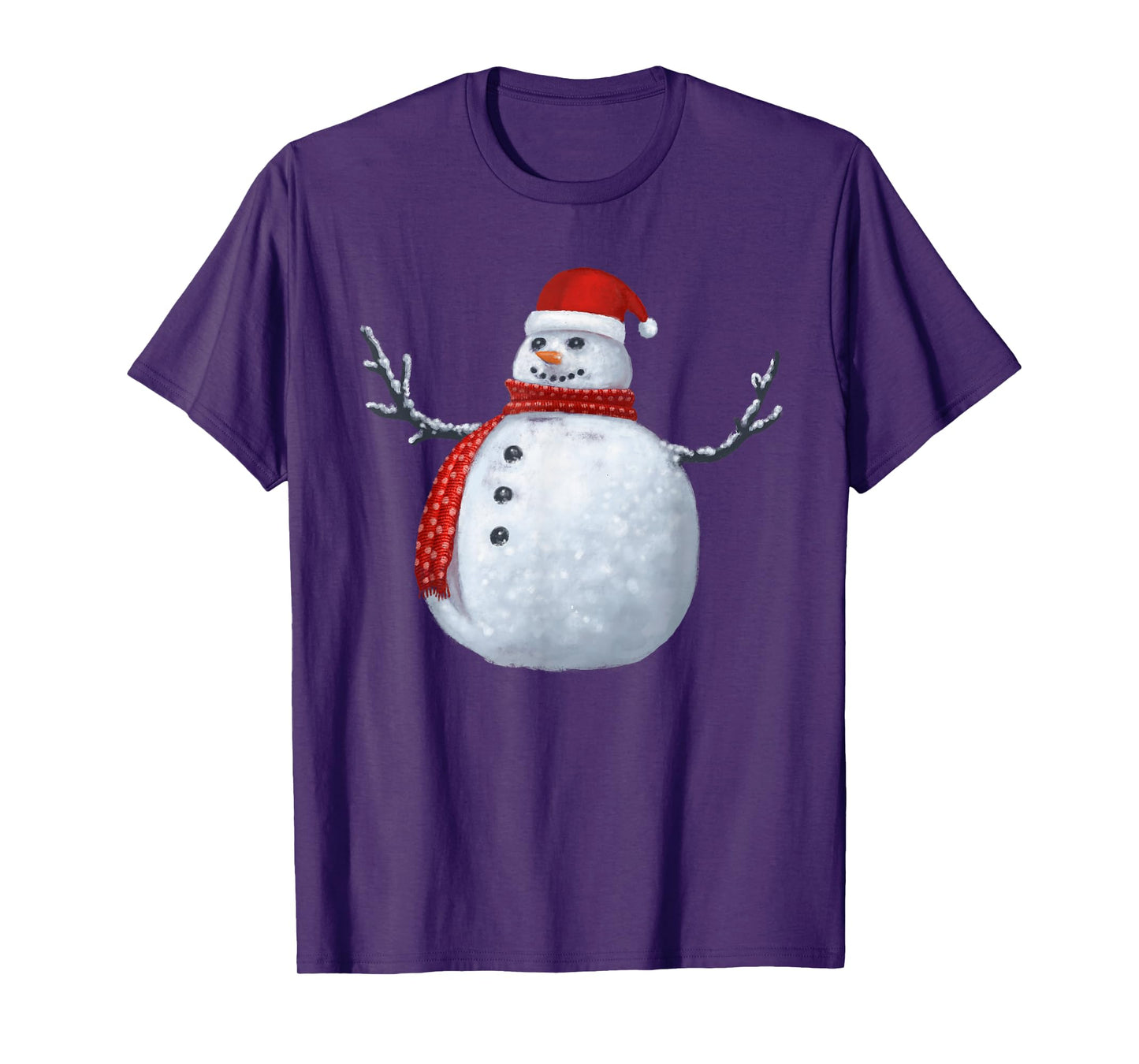 Merry Snowman Dotted Red Scarf Holiday Fun Christmas Day T-Shirt