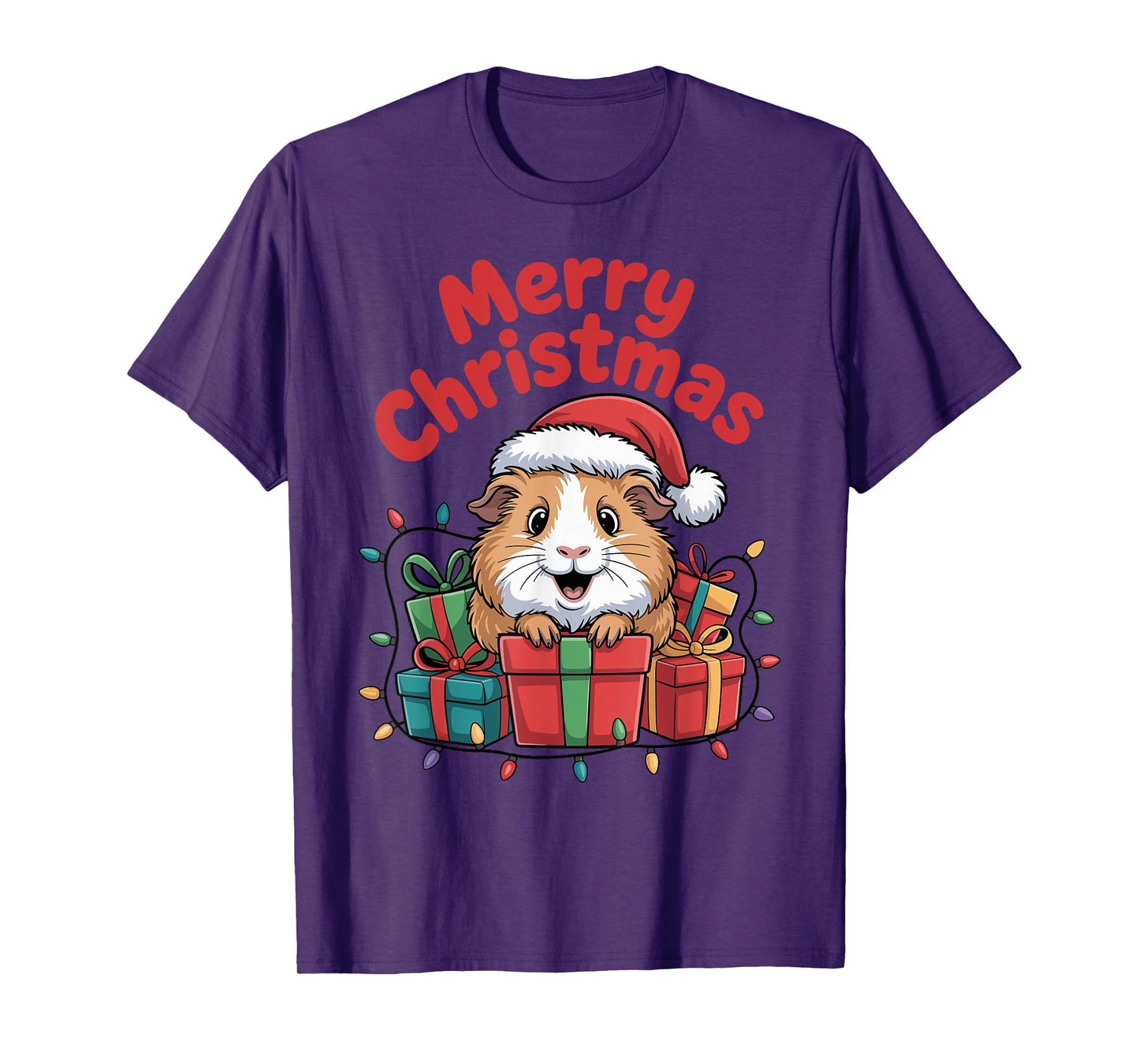 Guinea Pig Santa Hat Animals Lovers Ugly Christmas Pajamas T-Shirt