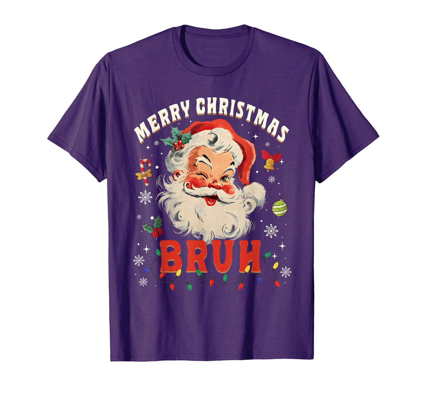Merry Christmas Bruh Funny Santa Claus Groovy Retro T-Shirt