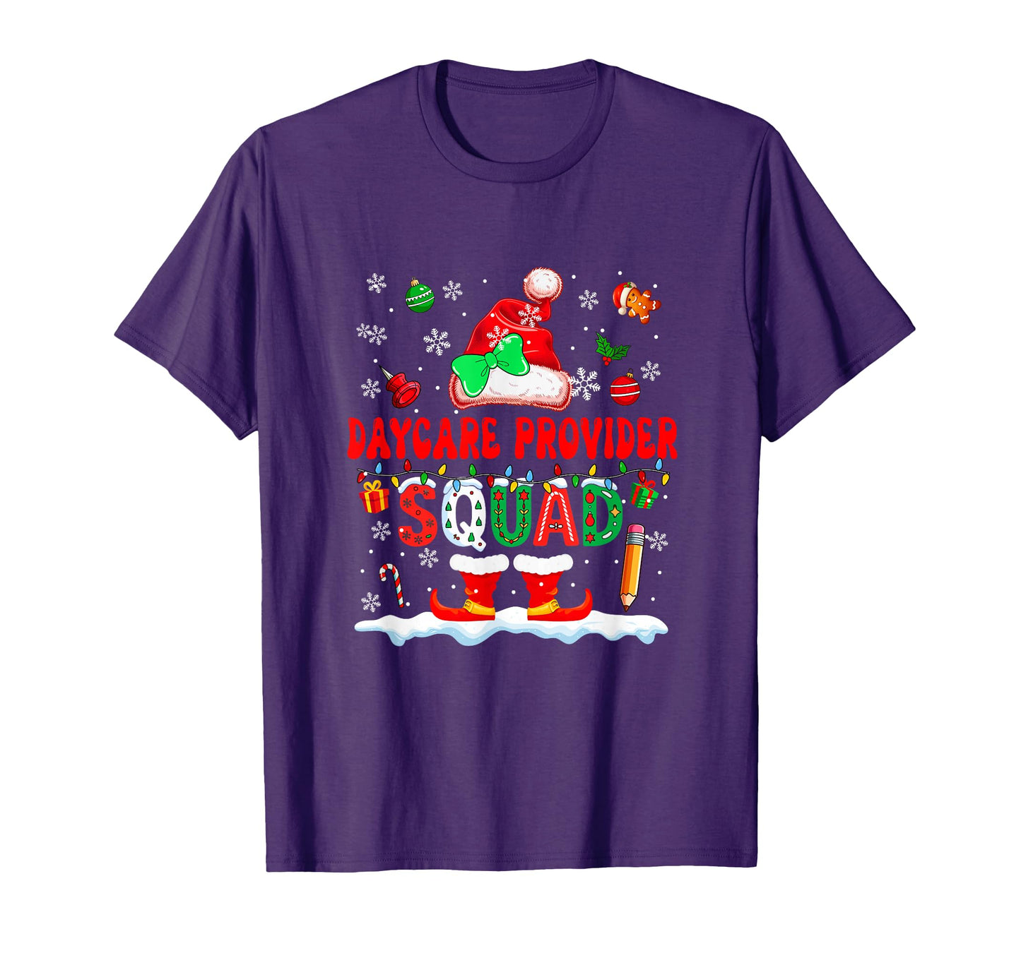 Daycare Provider Squad Women Job Christmas Santa Bow Tie T-Shirt