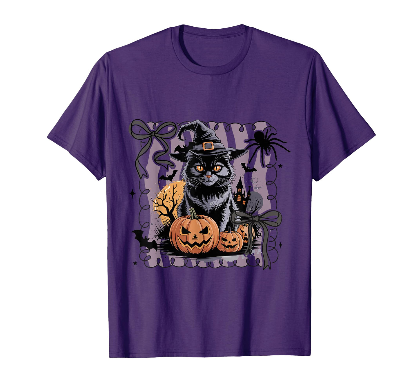 Spooky Black Cat Witch Halloween T-Shirt