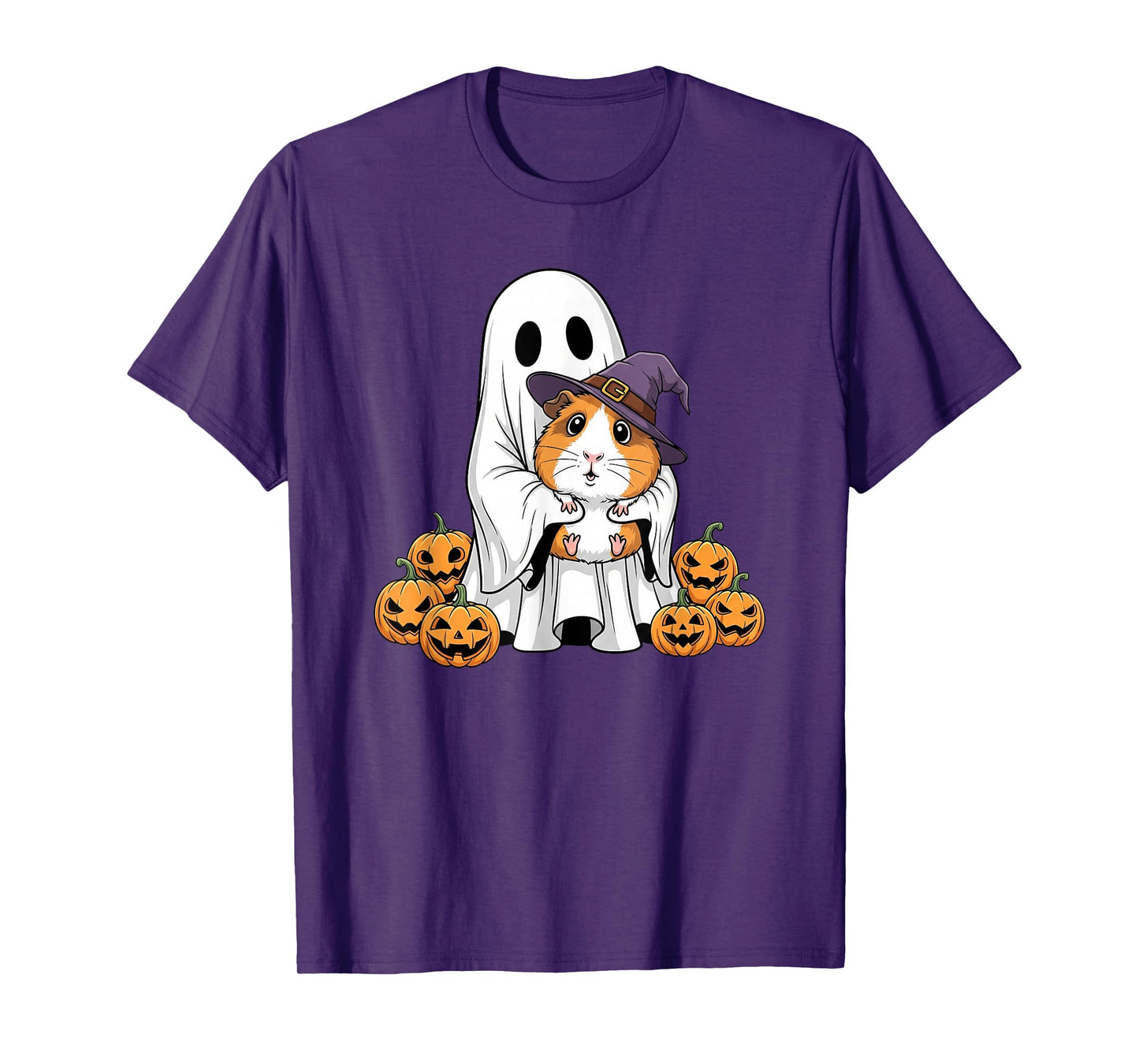 Funny Ghost Guinea Pig Pumpkin Halloween Kids Mens Womens T-Shirt