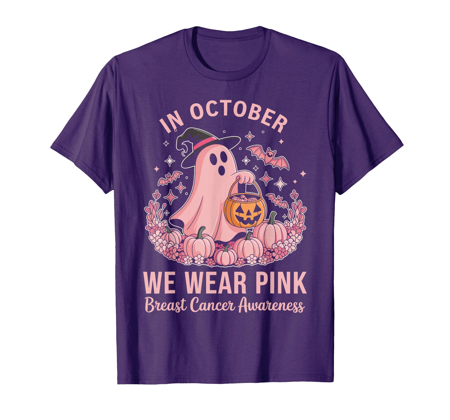in October We Wear Pink Breast Cancer Awareness Cute T-Shirt