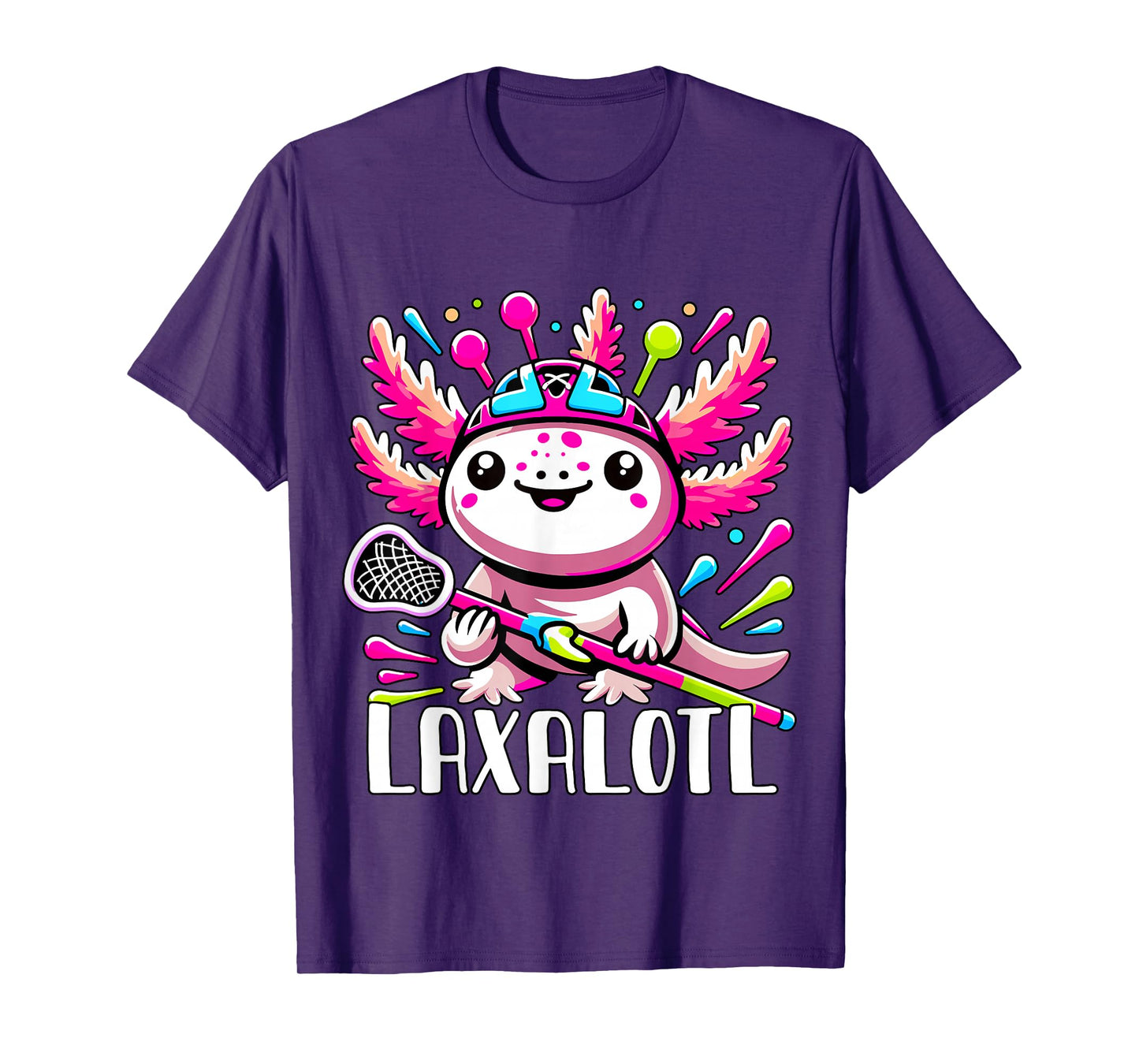 Laxalotl Axolotl Lacrosse Player T-Shirt