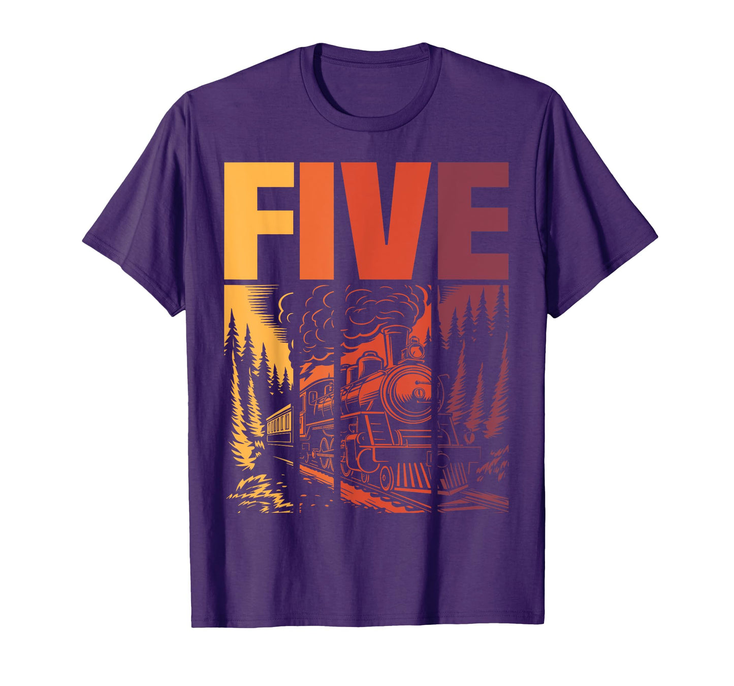 Vintage Train 5th Birthday Five Year Old Boys Locomotive T-Shirt
