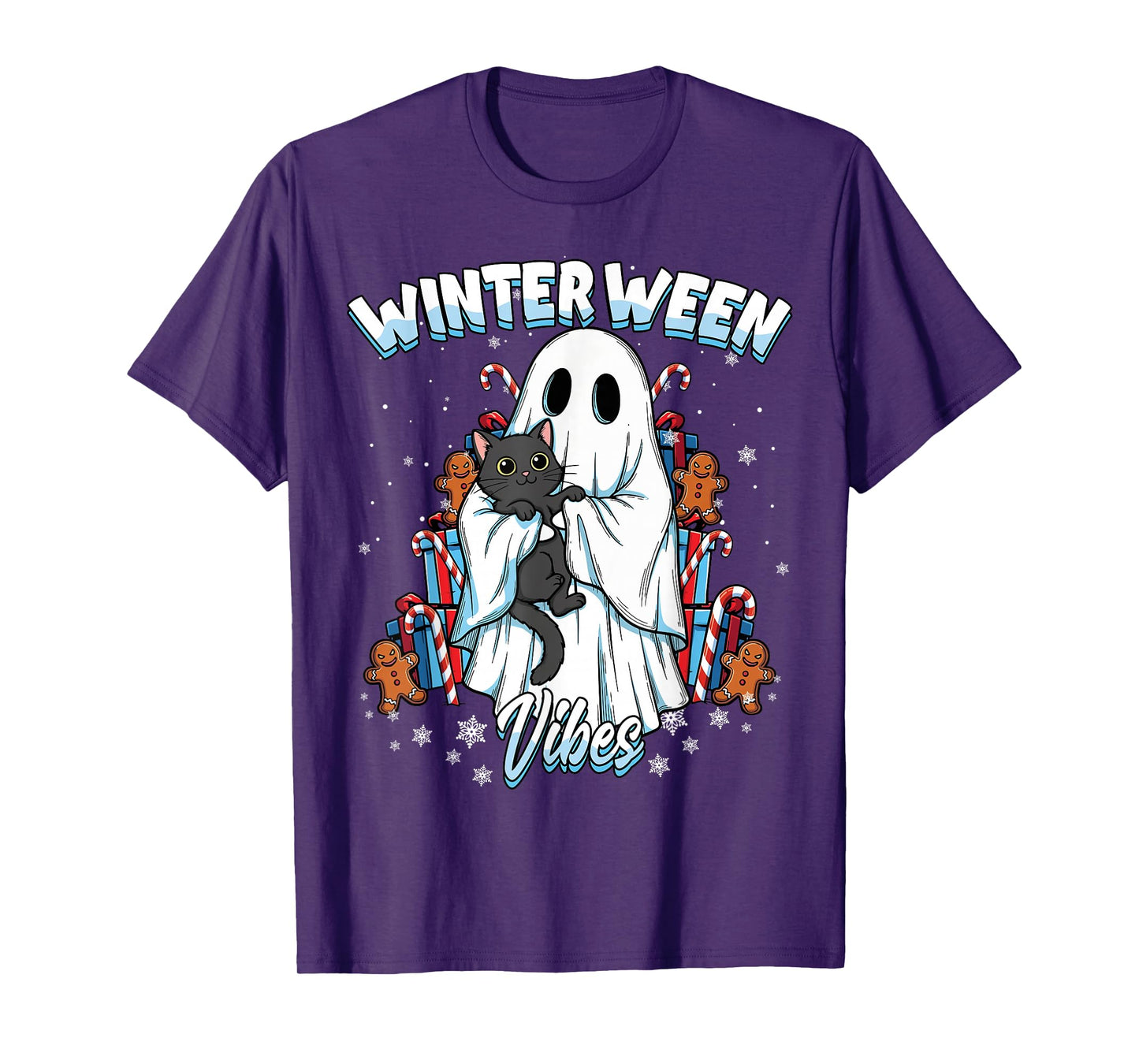 Winterween Vibes Winter Halloween Christmas Spooky Ghost T-Shirt
