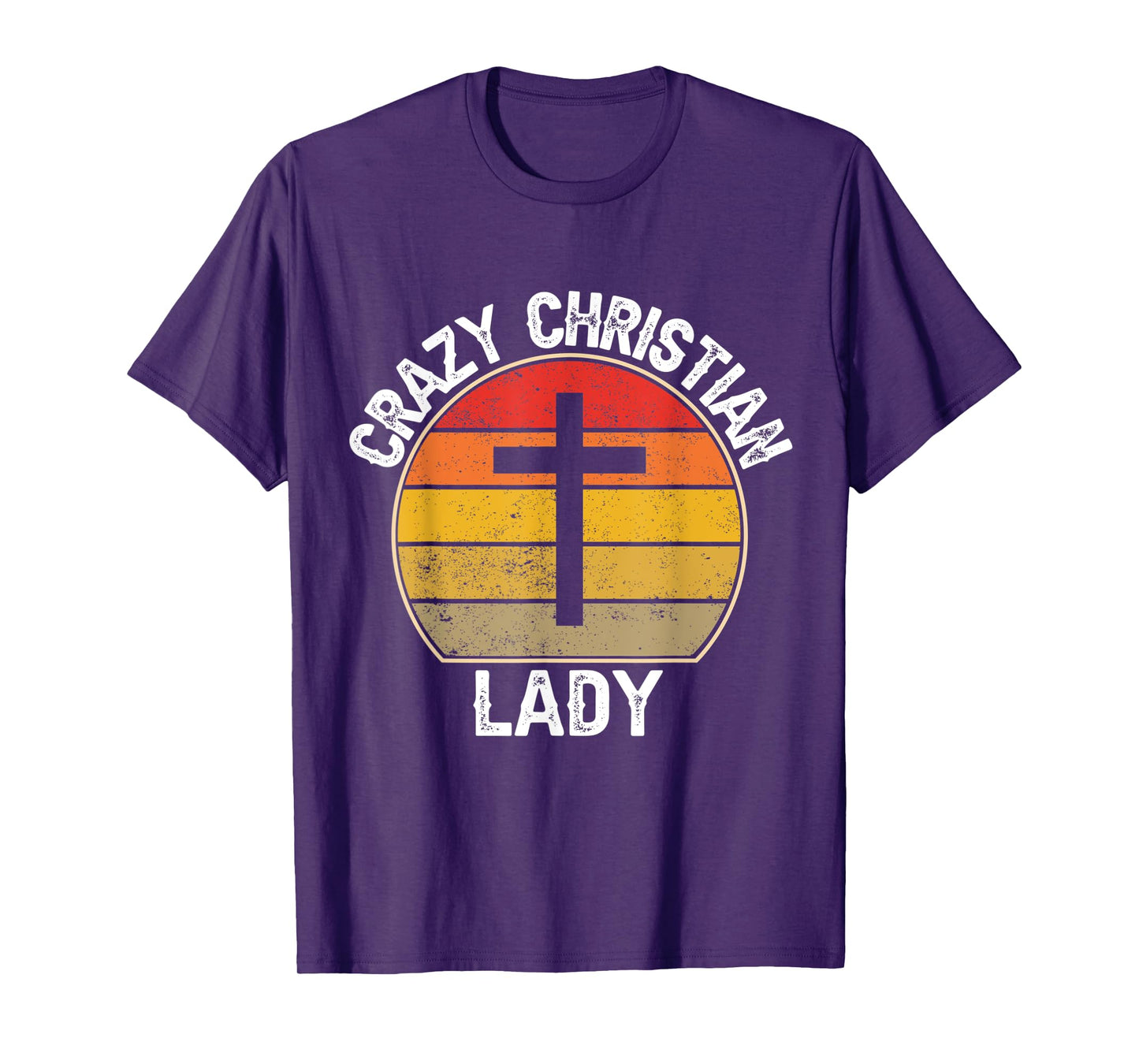 Crazy Christian Lady - Religious Christianity Retro Sunset T-Shirt