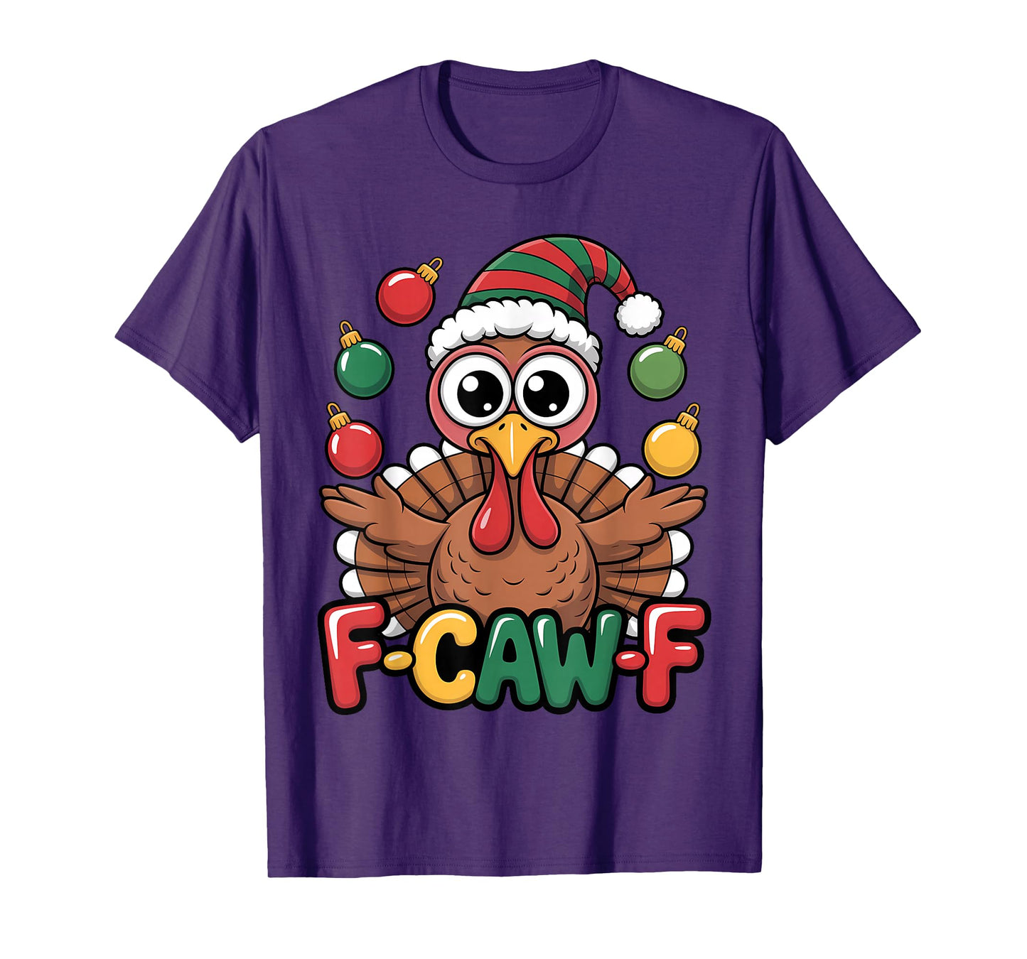 Festive Turkey Santa Hat F CAW F Funny Holiday Crossover T-Shirt
