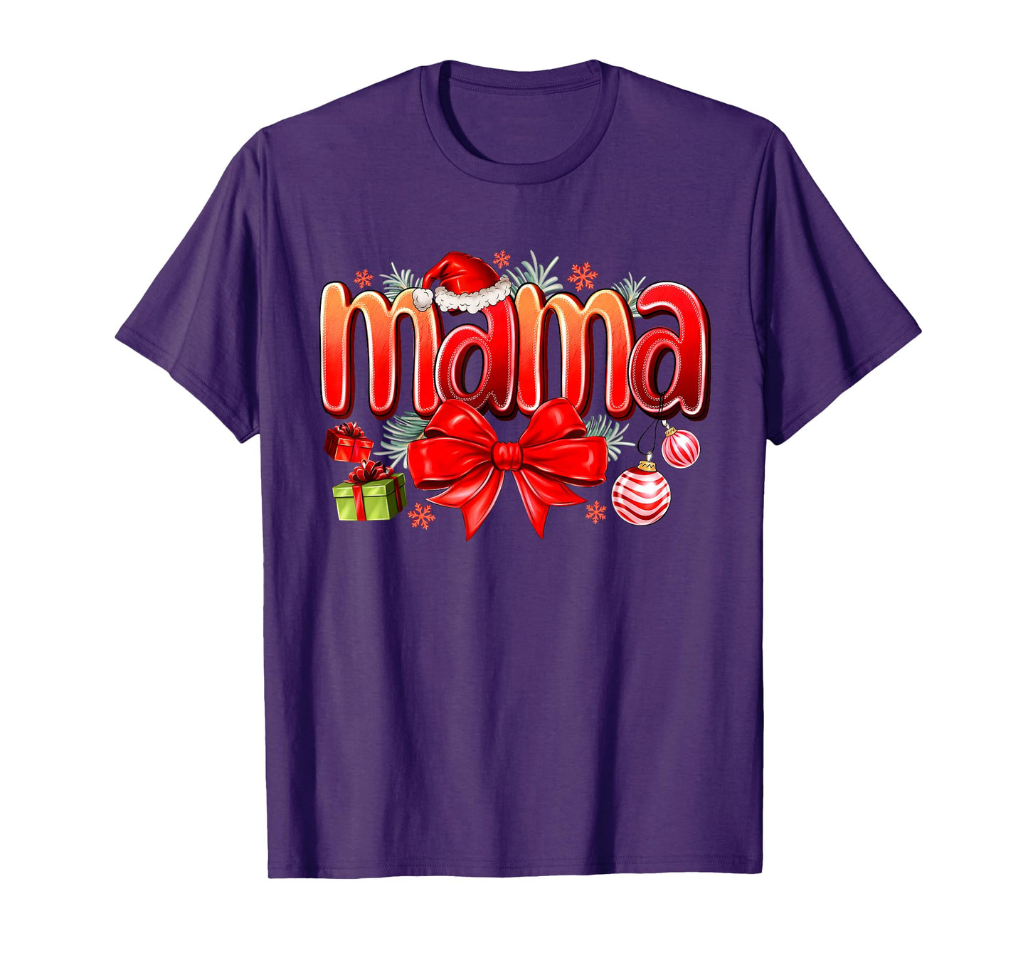 Christmas Mama Coquette Bow Mama Claus Christmas Tree Cake T-Shirt