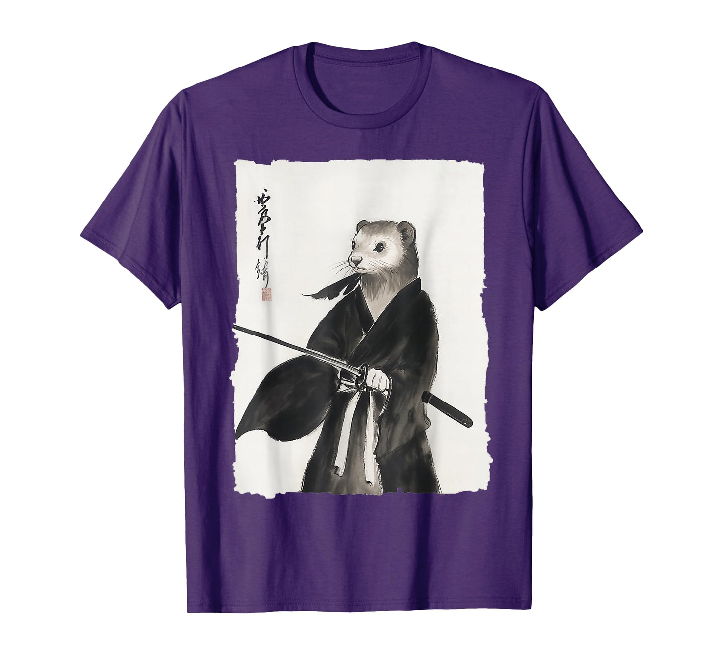 Ferret Samurai Janpanese Vintage Warrior Art Anime Graphic T-Shirt