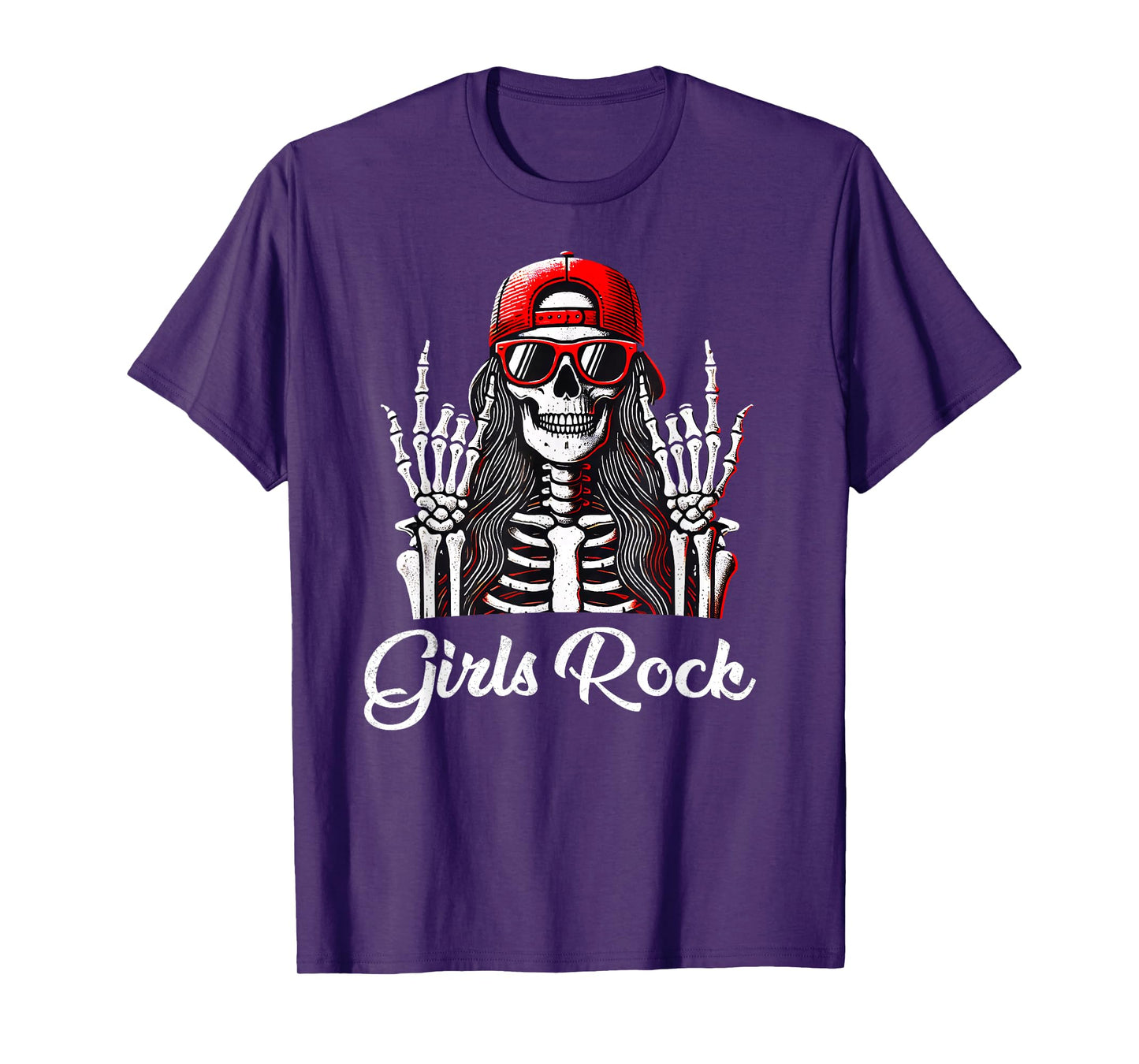 Girls Rock, Rock'n Roll Girl, Skeleton Rocker Cool Punk Rock T-Shirt