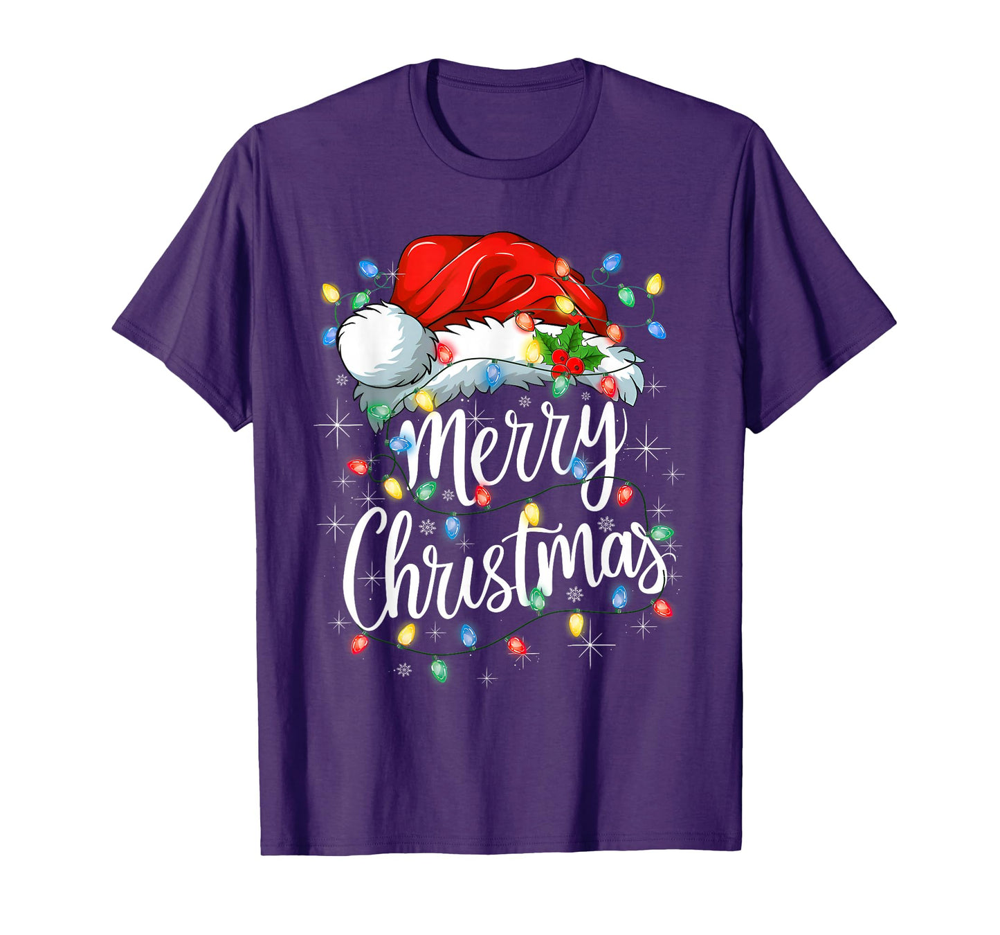 Merry Christmas Xmas Lights Santa Snowflake Family Holiday T-Shirt