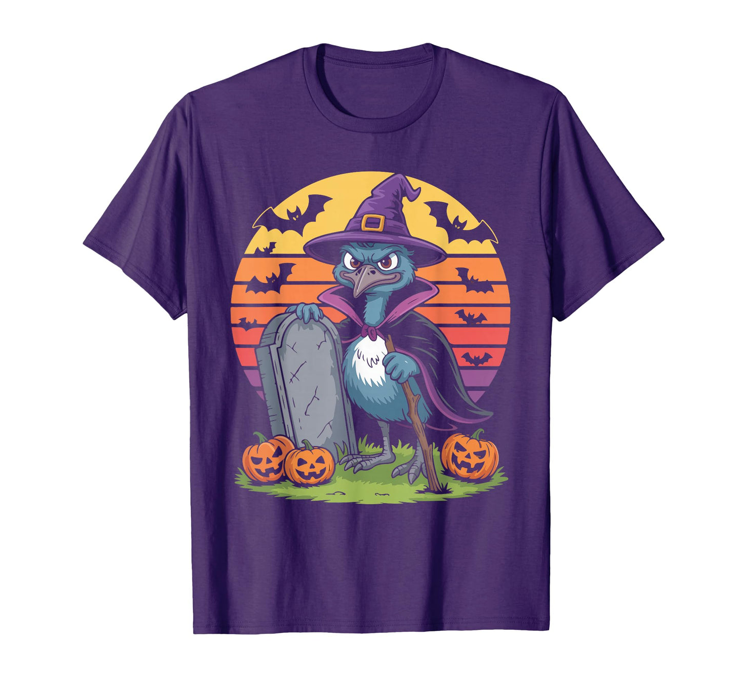 Raven Witch Halloween Magic with Pumpkins T-Shirt