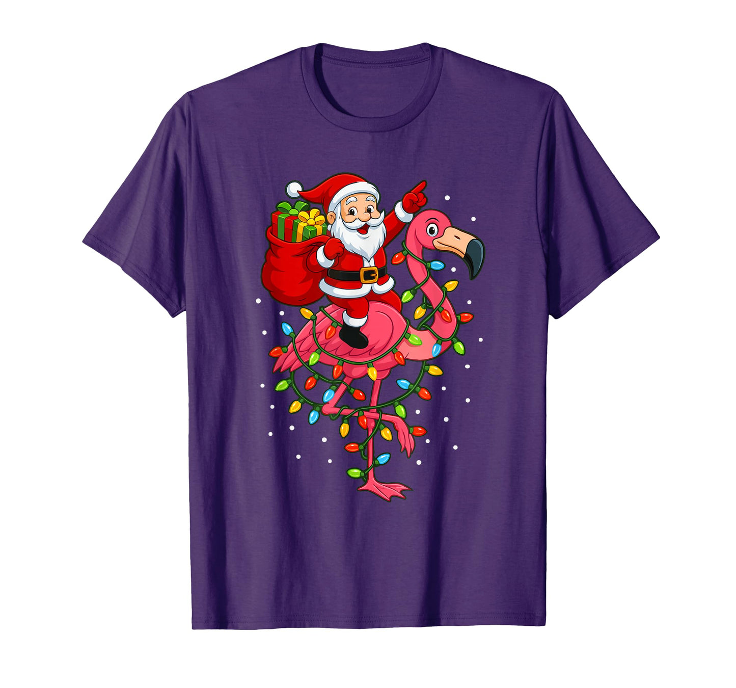 Pink Flamingo Christmas Santa Cute Flamingos Holiday Decor T-Shirt