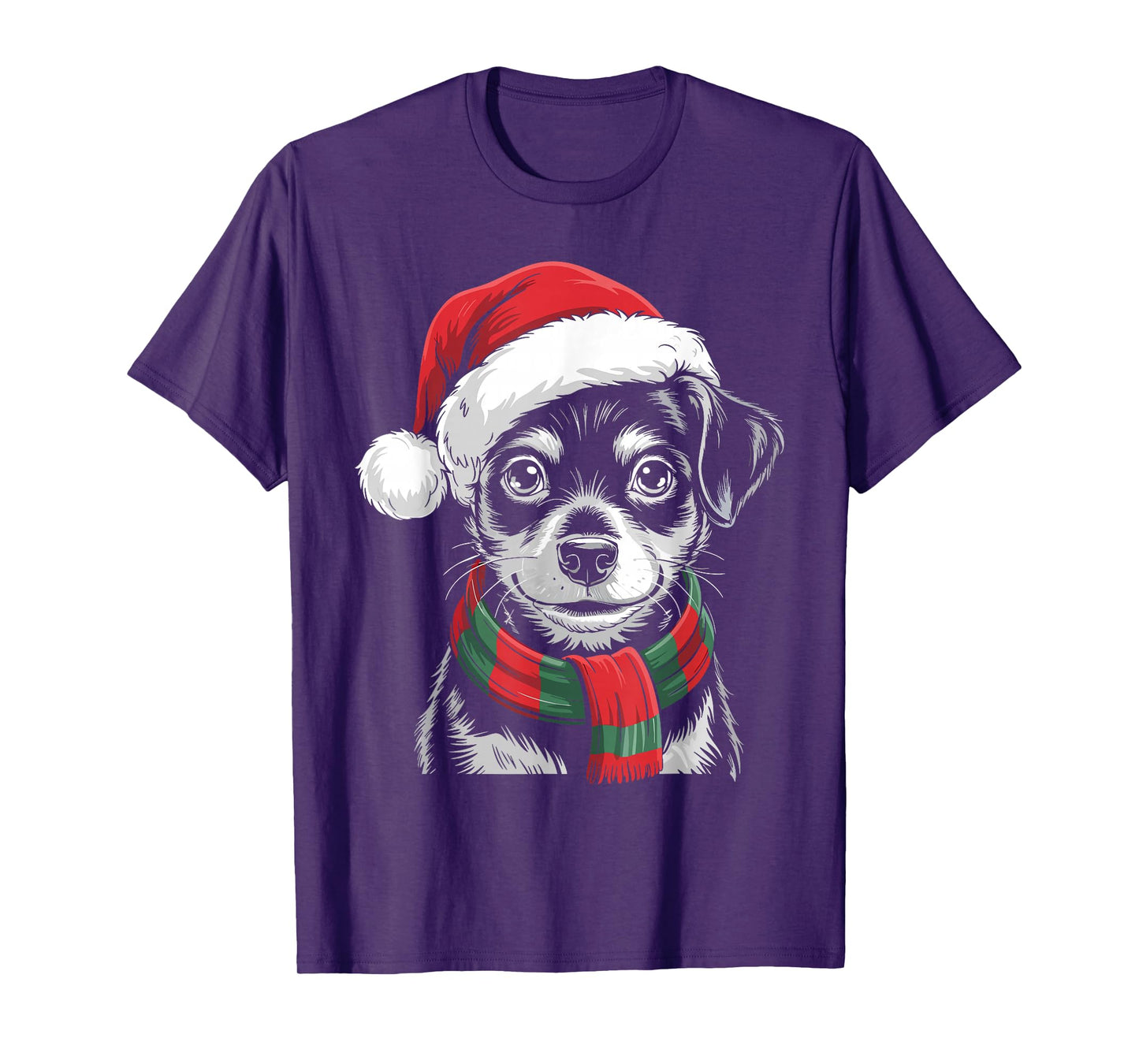 Miniature Pinscher Dog Santa Hat Scarf Christmas Costume T-Shirt