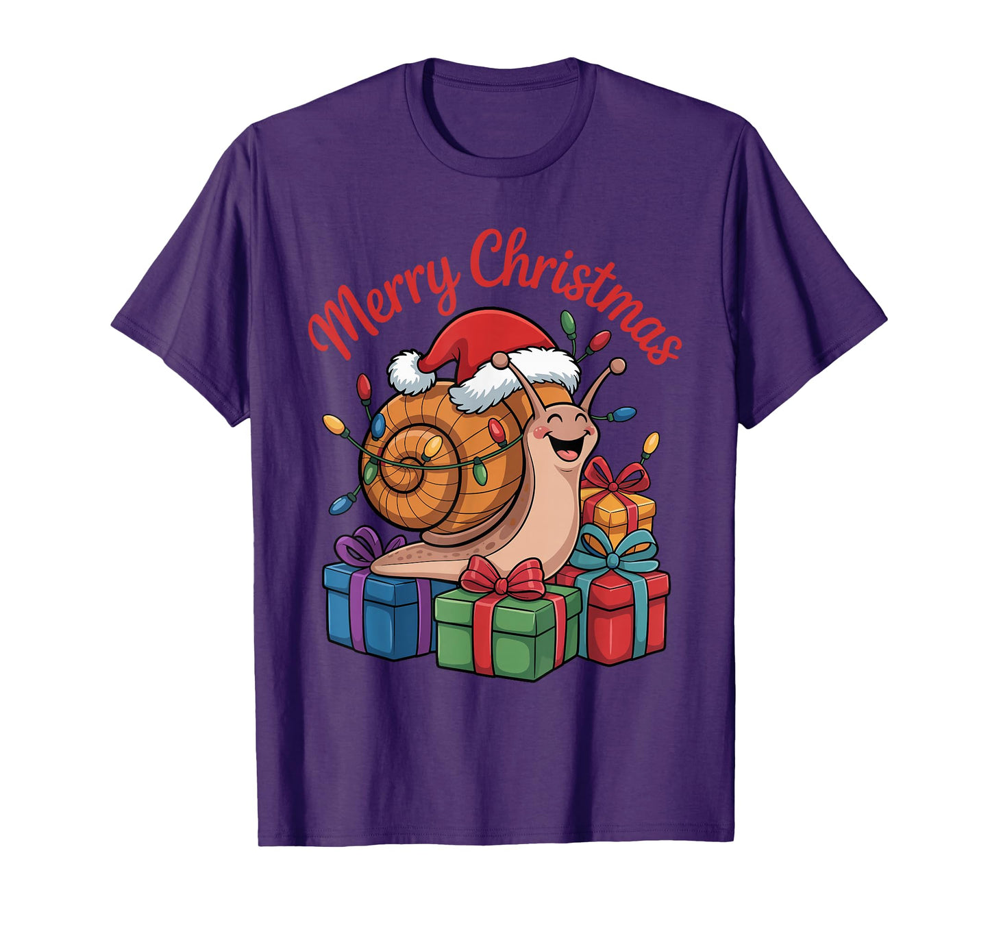 Snail Santa Hat Christmas Design Funny Animal Lovers Holiday T-Shirt