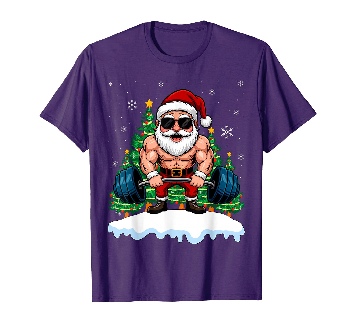 Santa Weightlifting Christmas Fitness Gym Deadlift Xmas Men T-Shirt