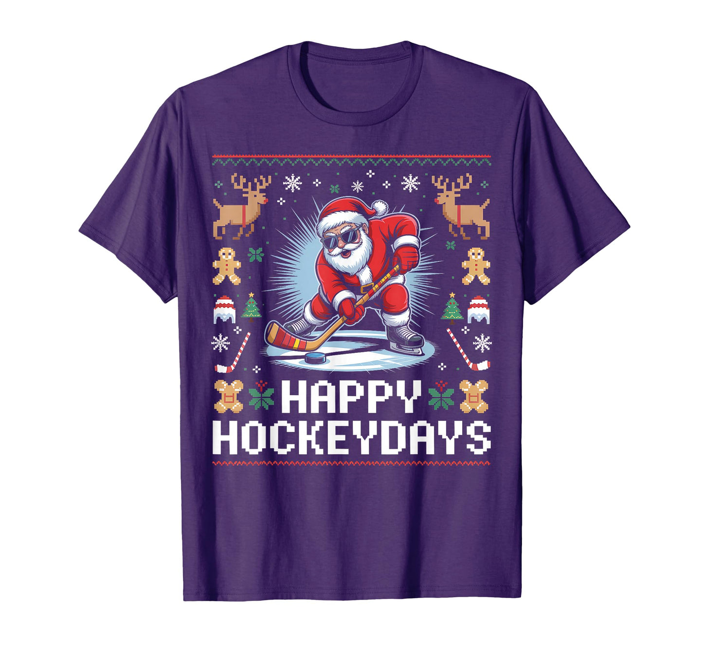 Hockey Christmas Funny Santa Ice Hockey Winter Holiday T-Shirt