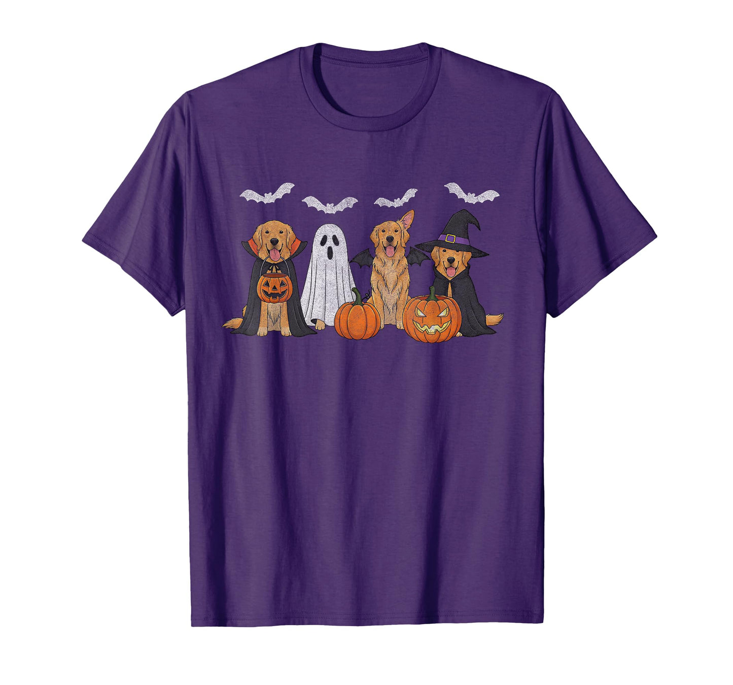 Golden Retriever Dogs Ghost Witch Golden Retriever Halloween T-Shirt