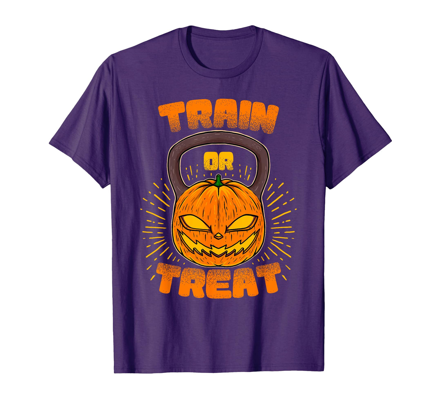 Train or Treat Pumpkin Kettlebell Gym Workout Halloween T-Shirt