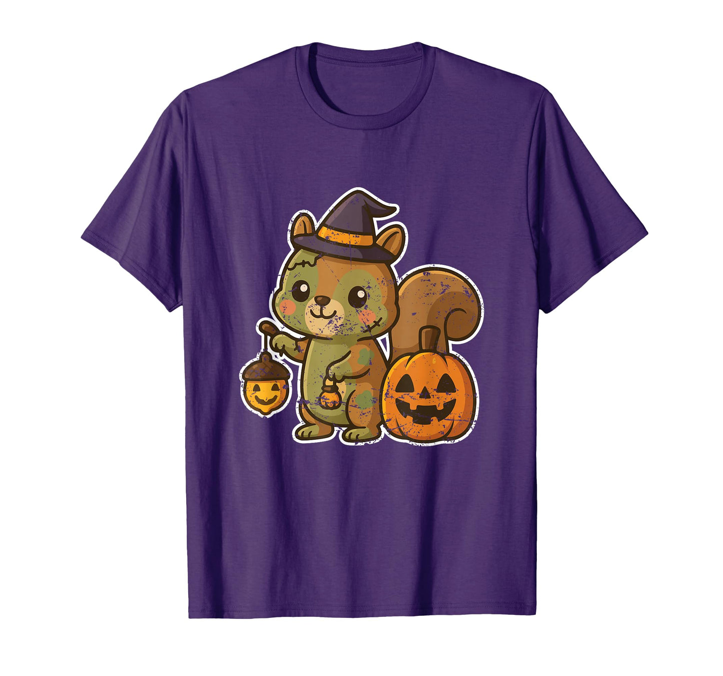 Zombie Squirrel Witch Hat Lantern T-Shirt