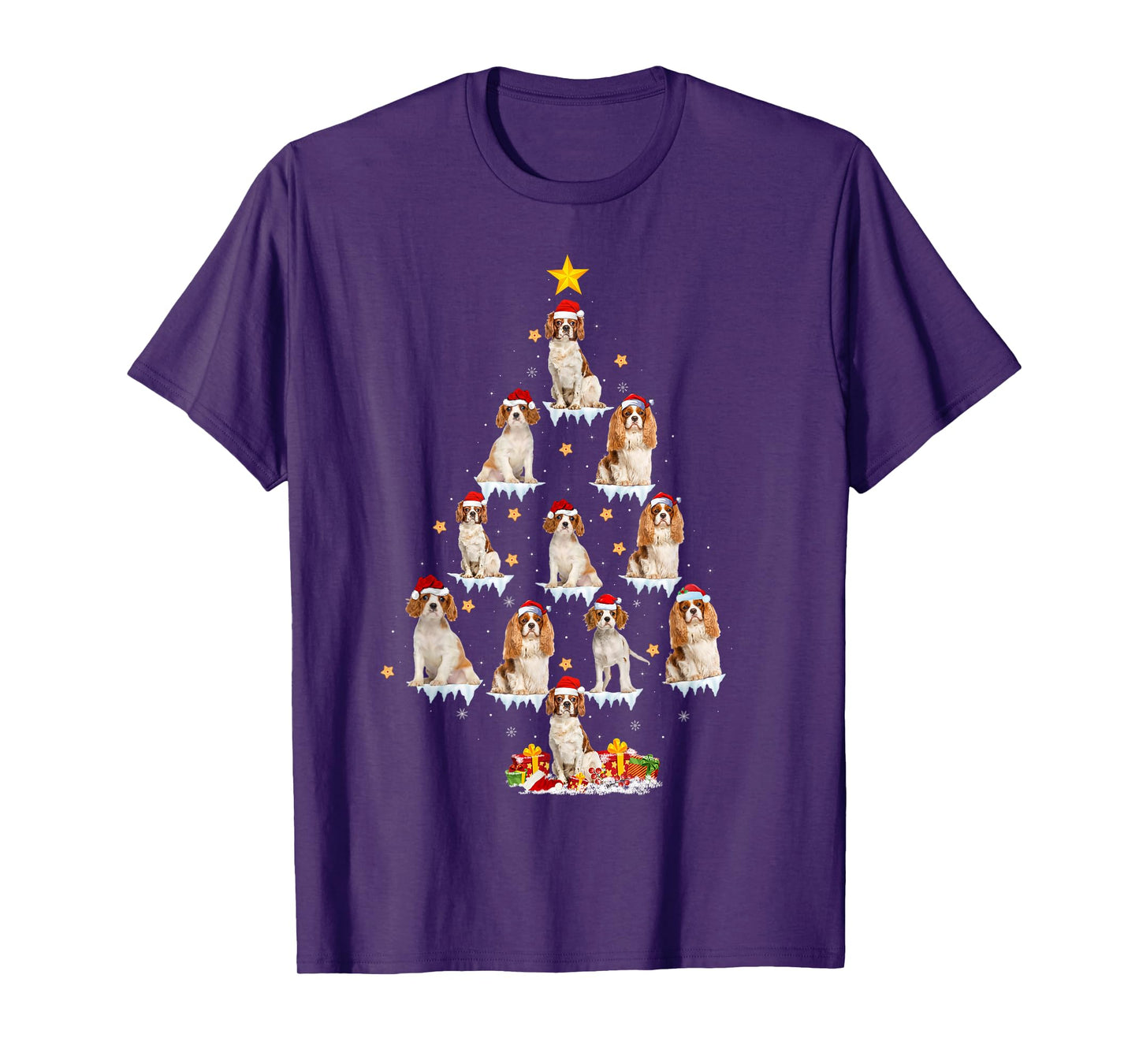 Cavalier King Charles Spaniel Christmas Tree Lights Dog Xmas T-Shirt
