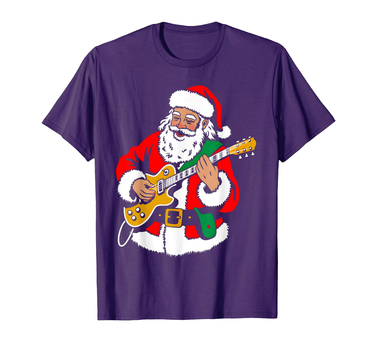 Santa Playing Guitar Rock Xmas Vibes Funny Christmas Pajama T-Shirt