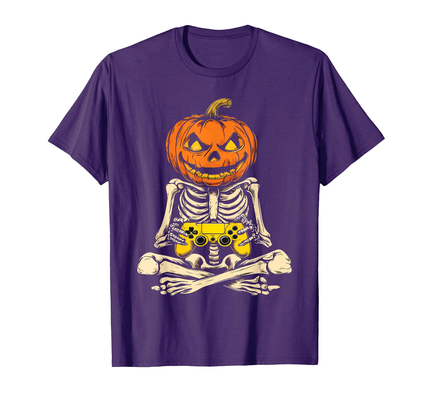 Halloween Skeleton Pumpkin Gamer Video Gaming Men Kids T-Shirt