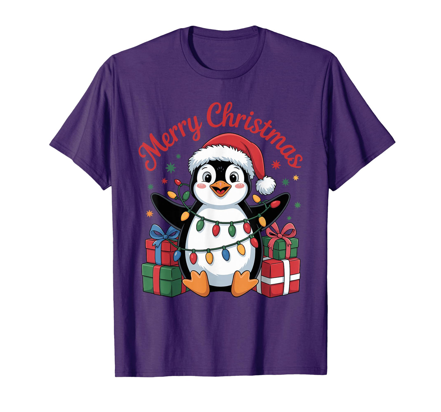 Penguin Santa Hat Christmas Design Funny Animal Lovers T-Shirt