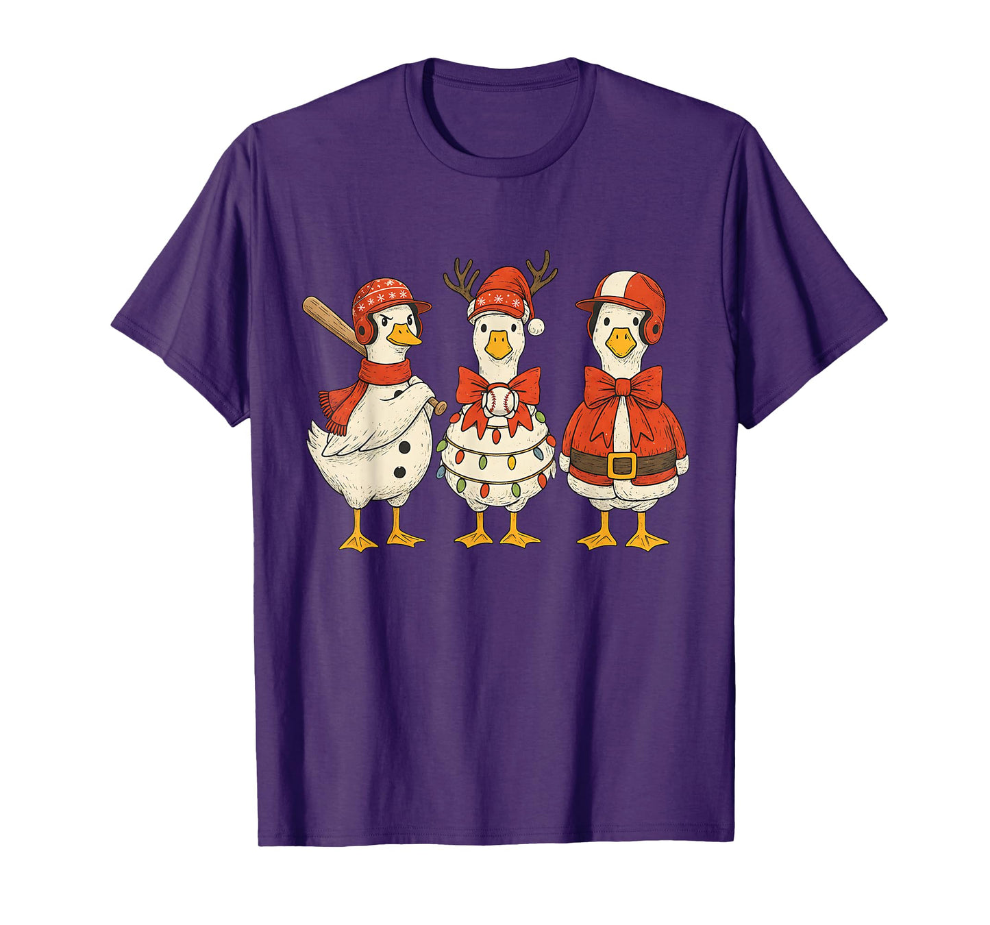 Vintage Christmas Baseball Goose Merry Christmas Baseball T-Shirt