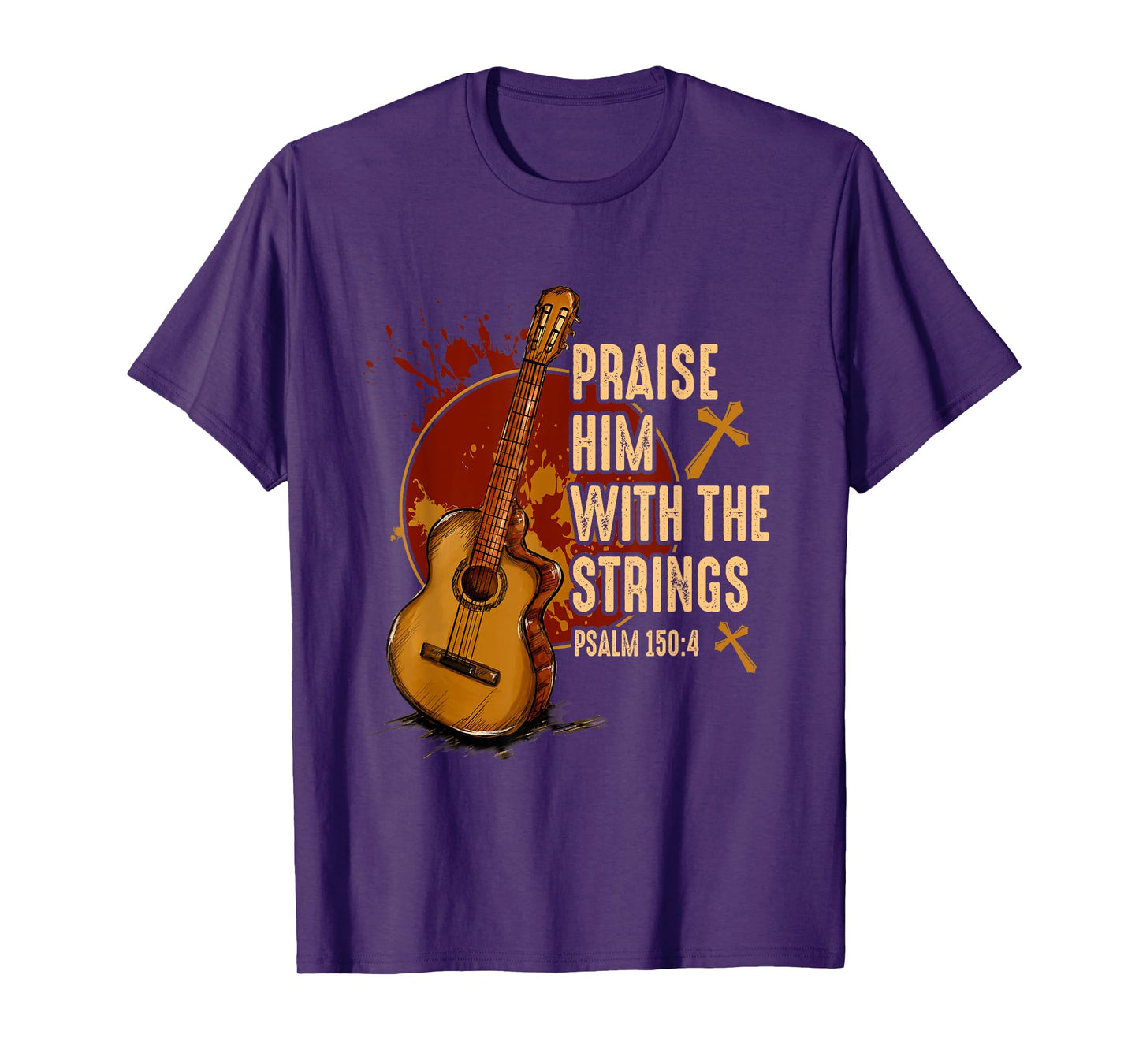 Praise Him With The Strings Jesus Acoustic Guitar Christian T-Shirt