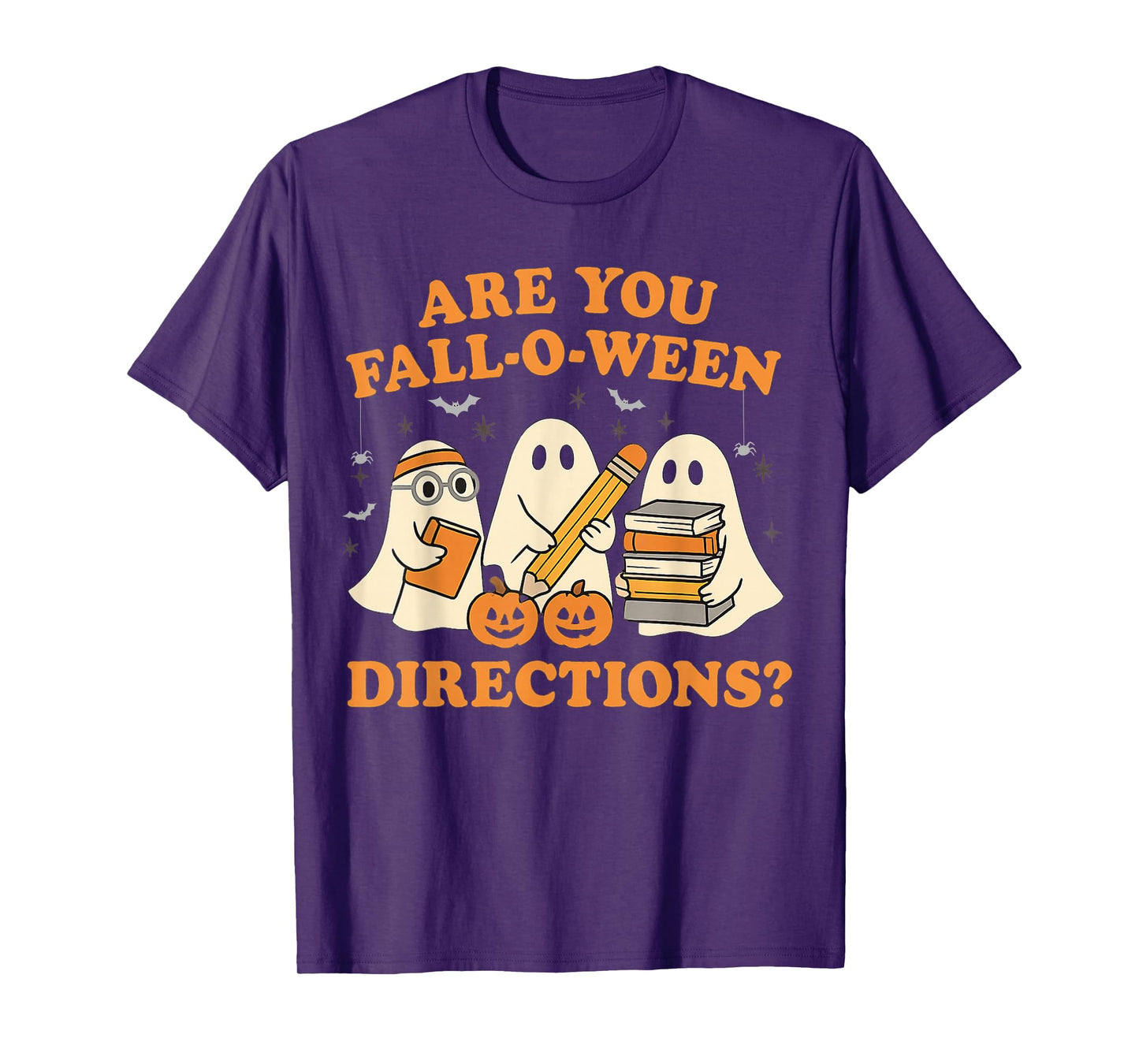 Retro are You Fall O Ween Directions Teacher Halloween Ghost T-Shirt
