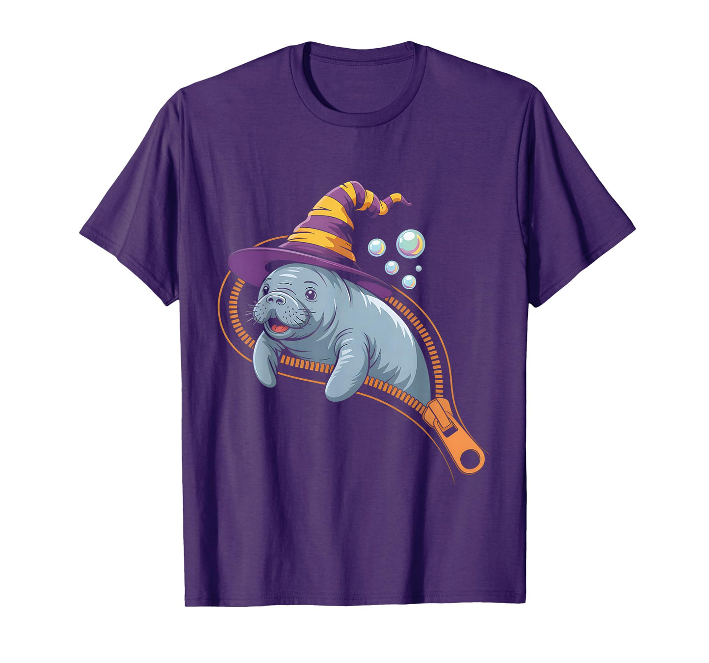 Manatee Emerging from A Zipper Manatee Halloween Funny T-Shirt