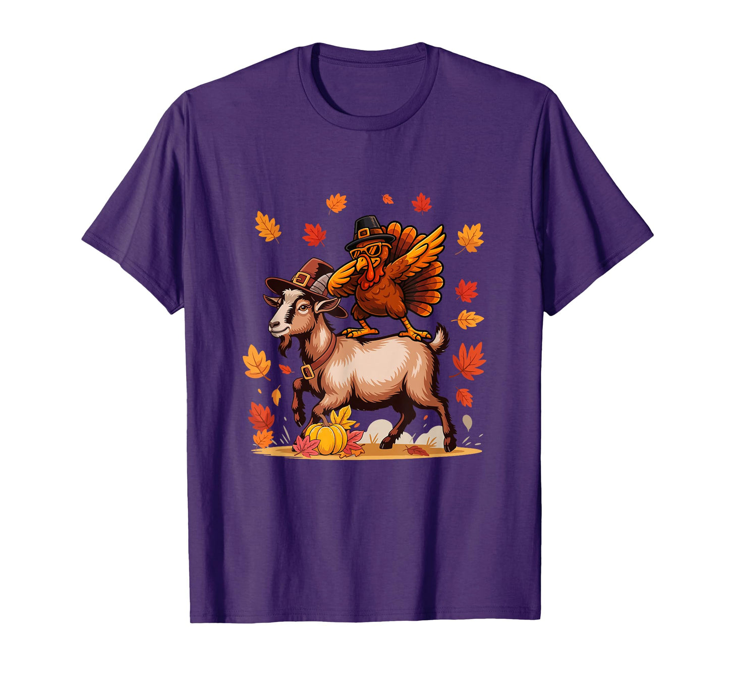 Dabbing Turkey On Goat Thanksgiving Autumn Pilgrim Farmer T-Shirt