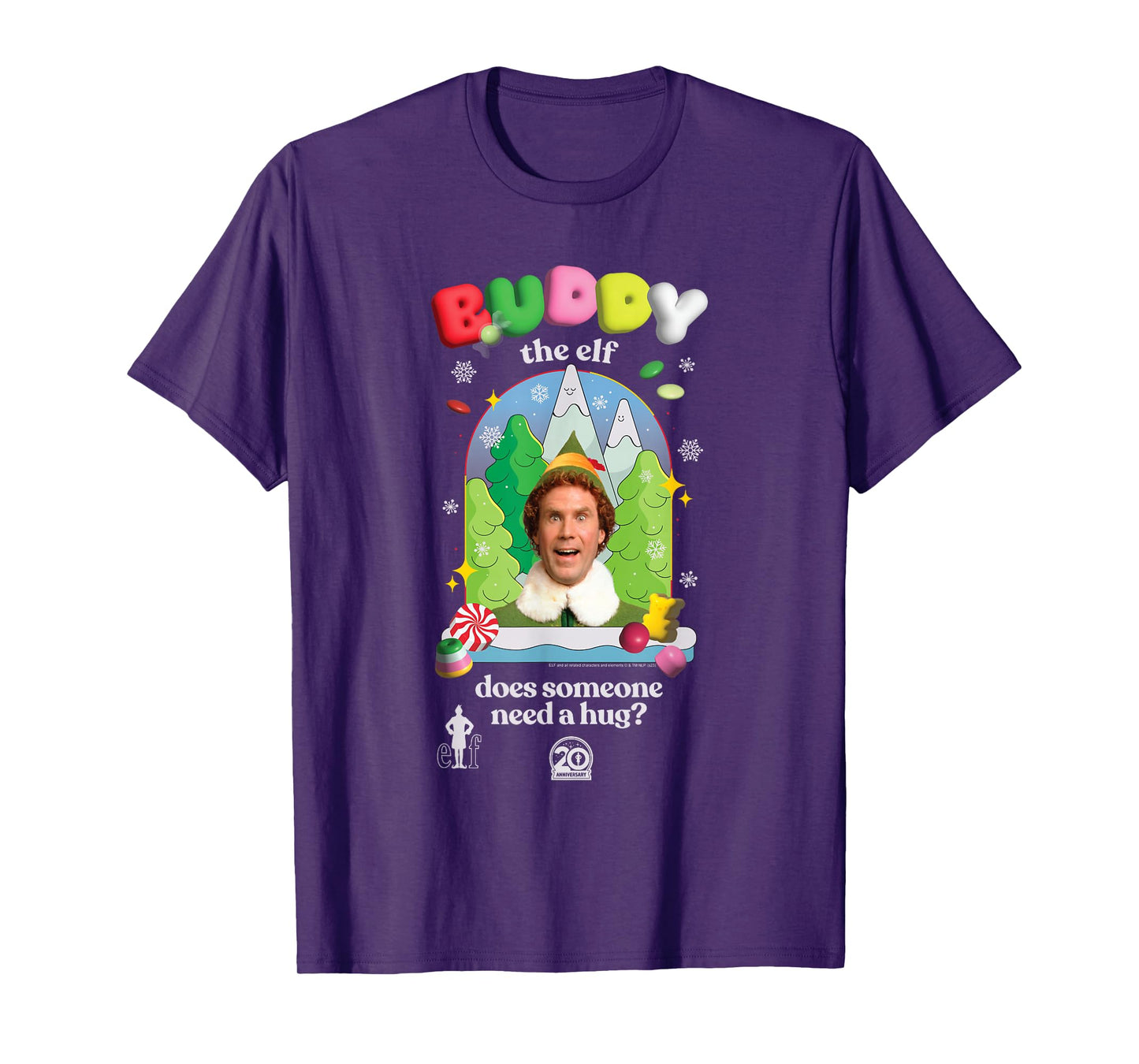 Elf Candy Colored Buddy The Elf Need a Hug Christmas Movie T-Shirt