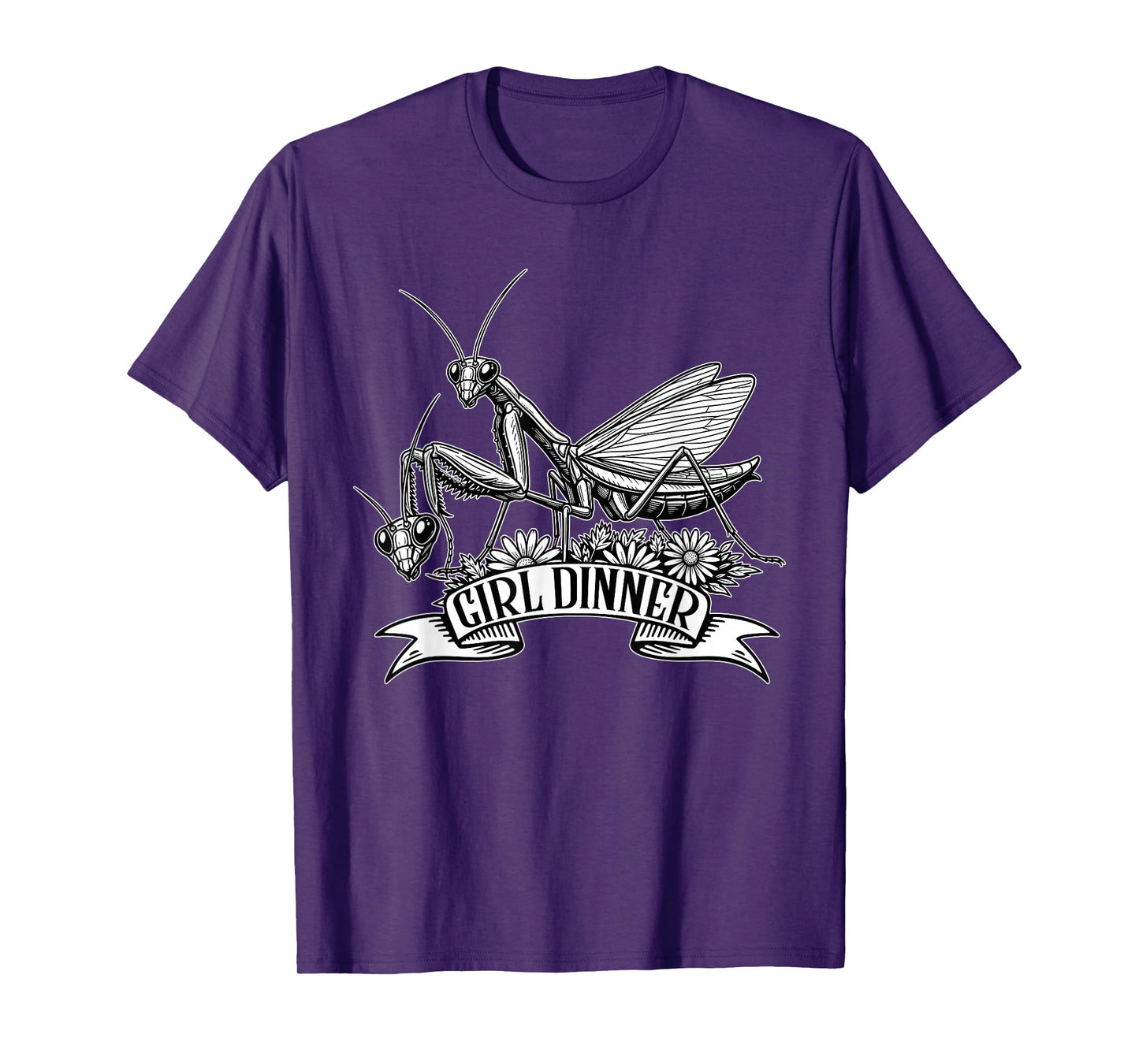 Girl Dinner Praying Mantis Funny Sarcastic Humor Vintage T-Shirt