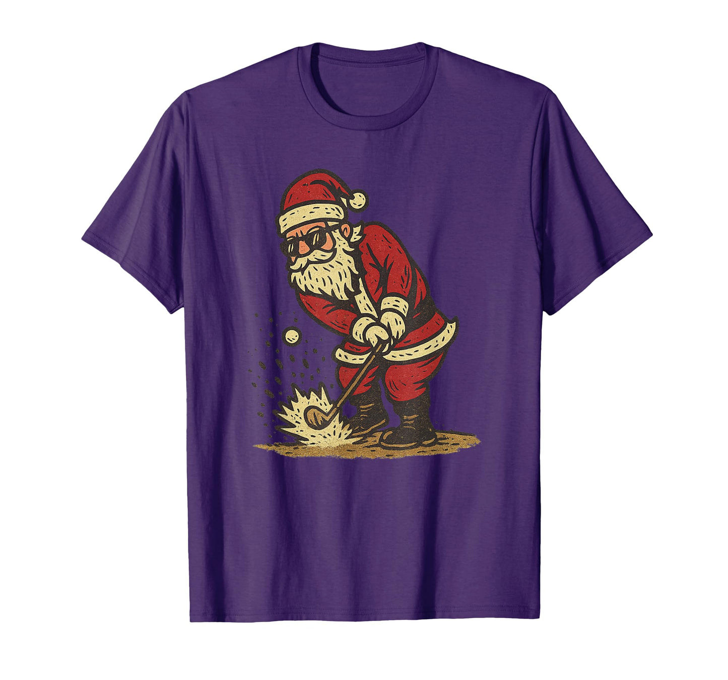Santa Playing Golf Christmas Vintage Funny Xmas T-Shirt