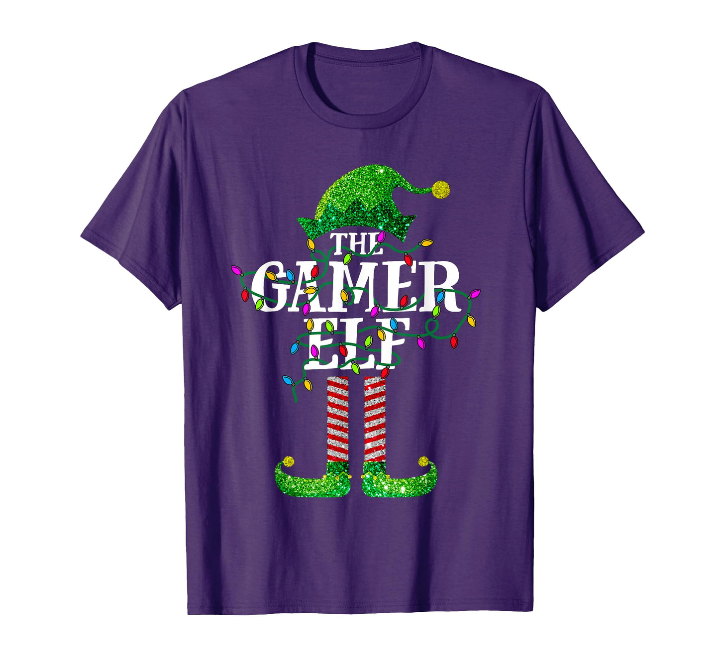 Xmas Light Gamer Elf Matching Family Christmas Party Pyjamas T-Shirt