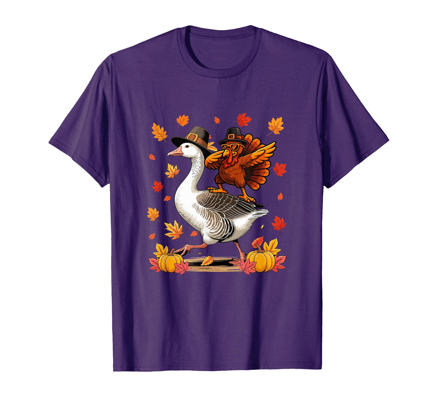 Dabbing Turkey On Goose Thanksgiving Autumn Pilgrim Farmer T-Shirt