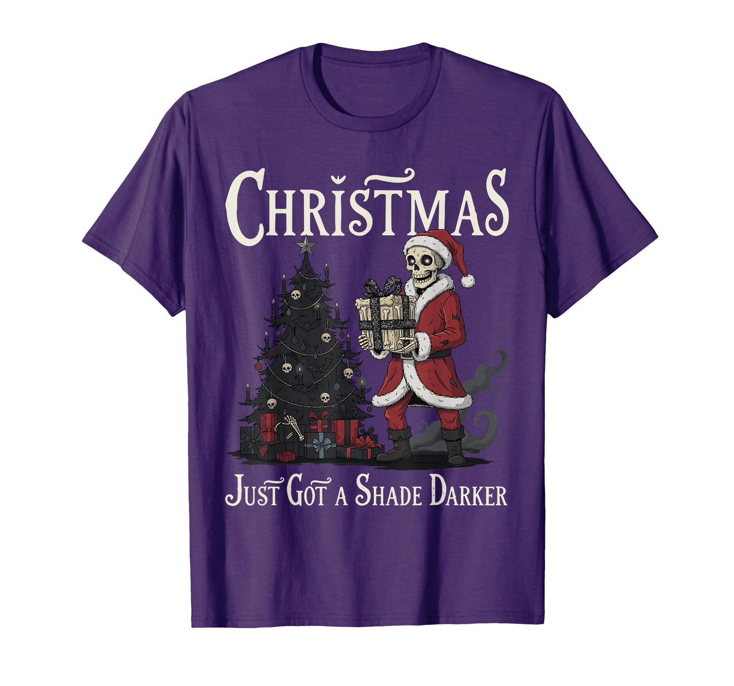 Gothic Academia Christmas Skeleton Santa Gothmas Goth T-Shirt