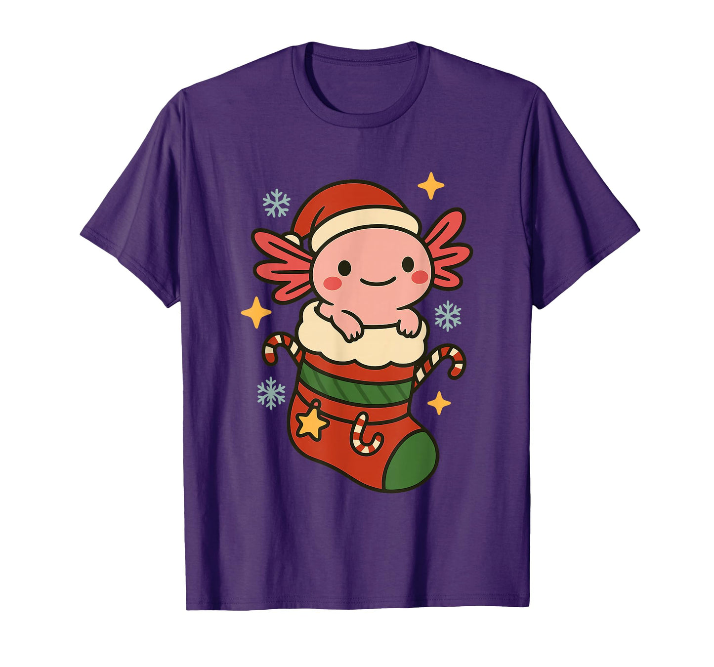 Ugly Christmas Axolotl Cute Holiday Stocking T-Shirt