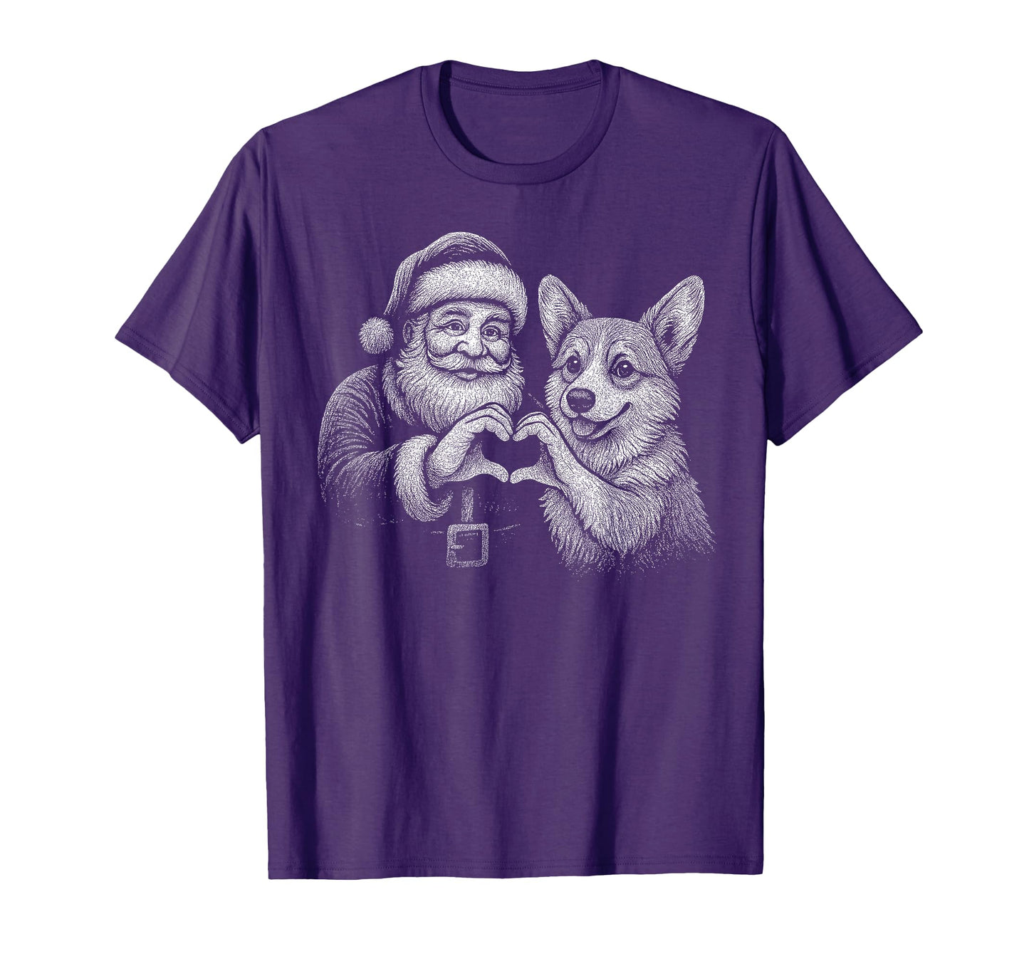 Corgi Santa Claus Heart Shape Christmas Dog Lover T-Shirt