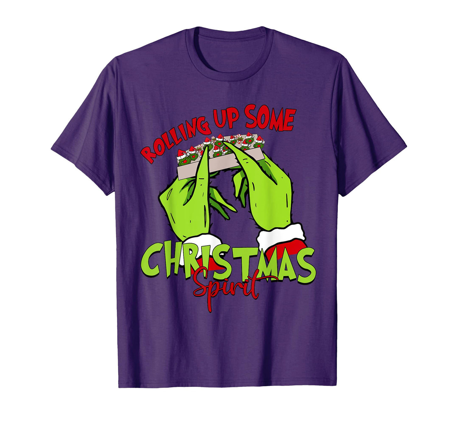 Rolling Up Some Christmas Spirit Xmas Santa Pajamas Holiday T-Shirt