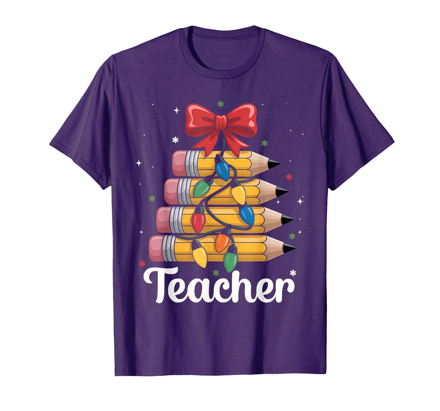 Christmas Coquette Bow Teacher Pencil Book Apple Women Men T-Shirt
