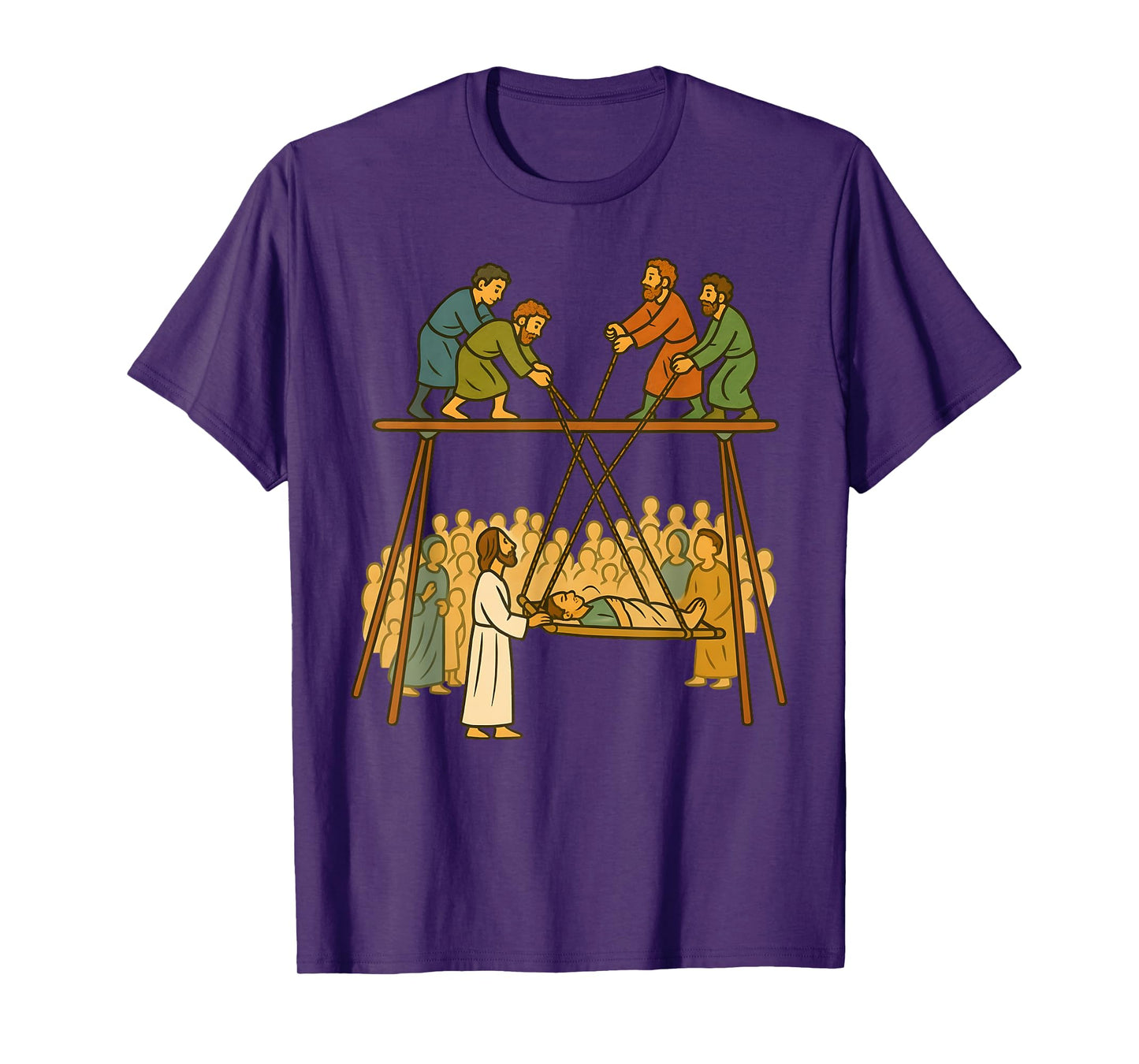 Faith of Four Jesus Heals the Paralyzed Man Christian Story T-Shirt