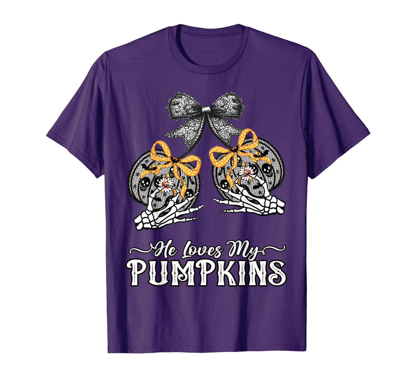 He Loves My Pumpkins I Like His Broomstick Couples Halloween T-Shirt