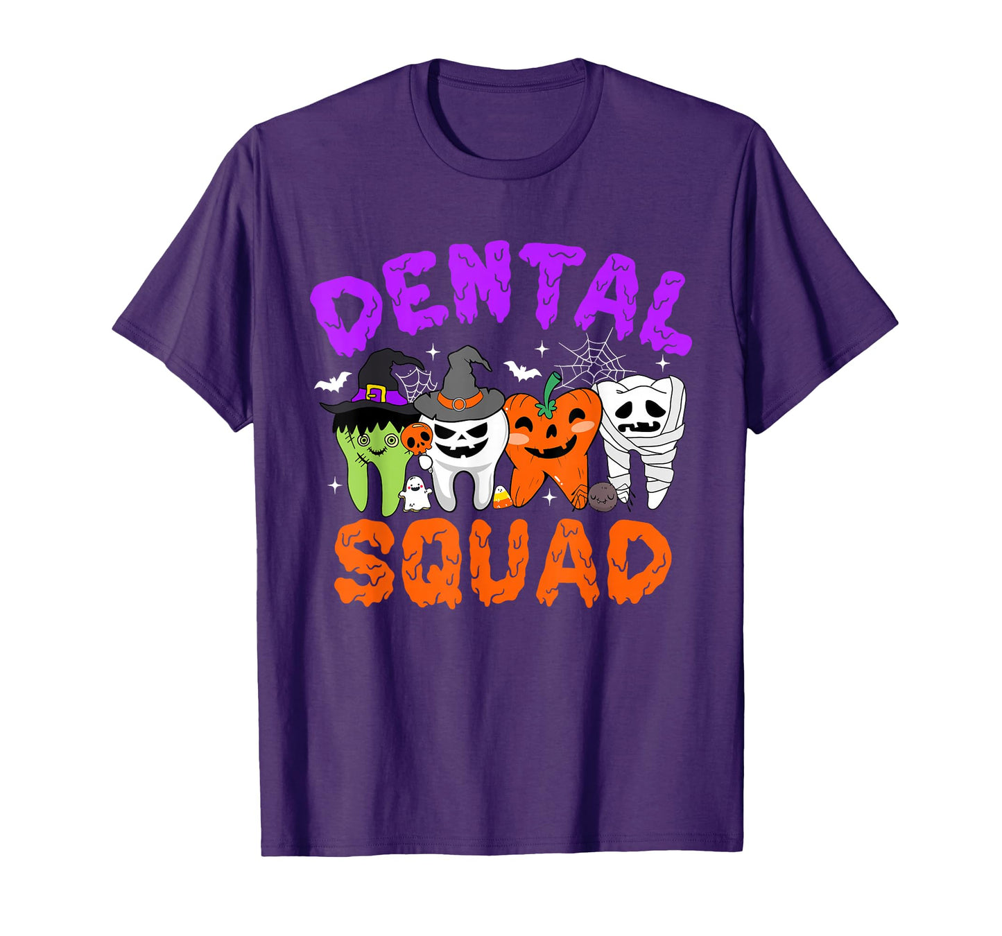 Dental Squad Tooth Pumpkin Witch Hat Halloween Costumes T-Shirt