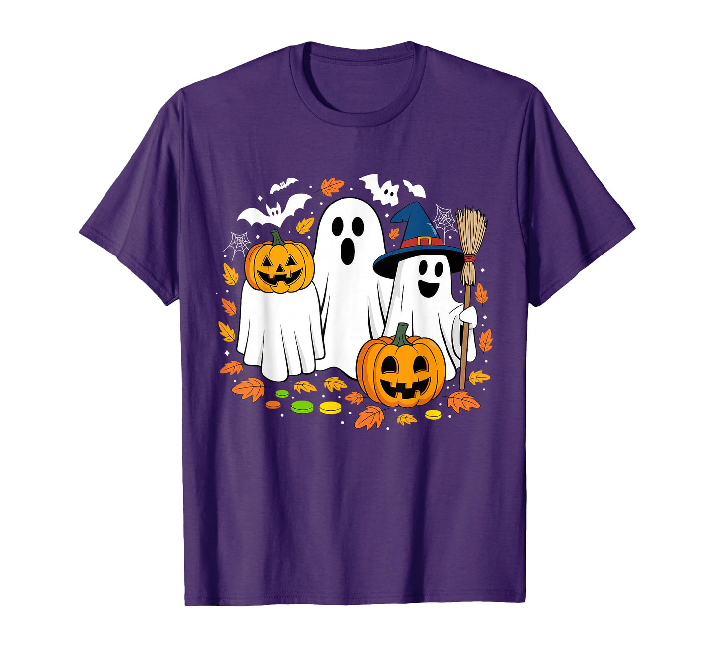 Cute Ghost Drinking Coffee Halloween Fall Ghost Book Reading T-Shirt