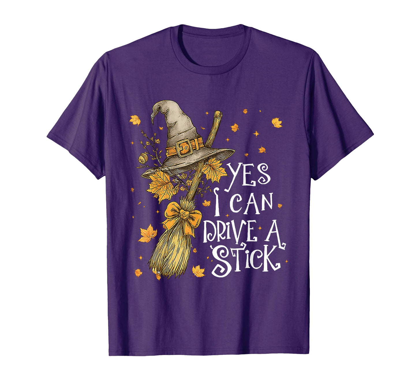 Floral Yes I Can Drive A Stick Funny Halloween Spooky Witch T-Shirt